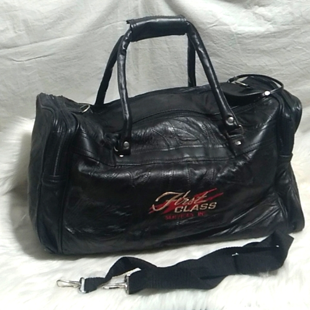 First Class Genuine Leather Vintage Duffle Bag W/Strap